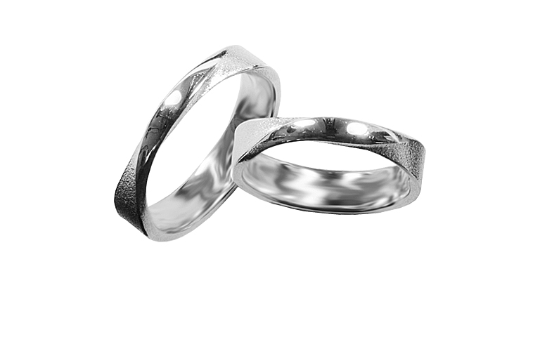 45421+45422-wedding rings, white gold 750